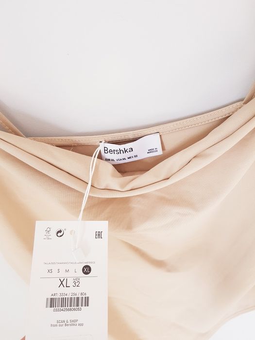 Nowe z metkami beżowe body na ramiączka Bershka XL