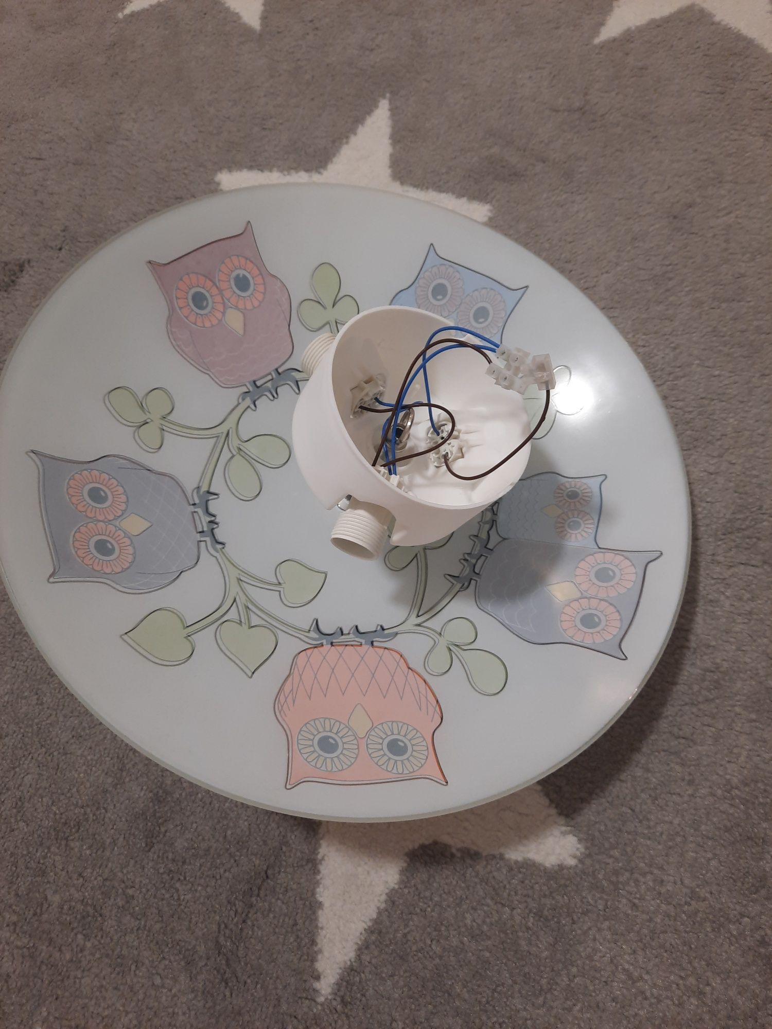 Lampa Dziecięcy plafon z kolorowymi rysunkami sówek