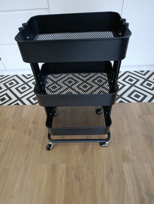 IKEA RASKOG Wózek, czarny, 35x45x78 cm