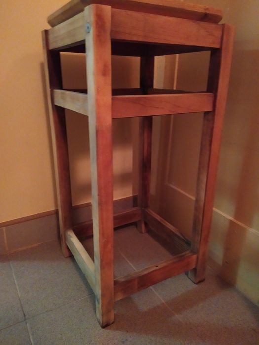Dębowy Rustykalny Taboret Stołek Drewniany Lite Drewno