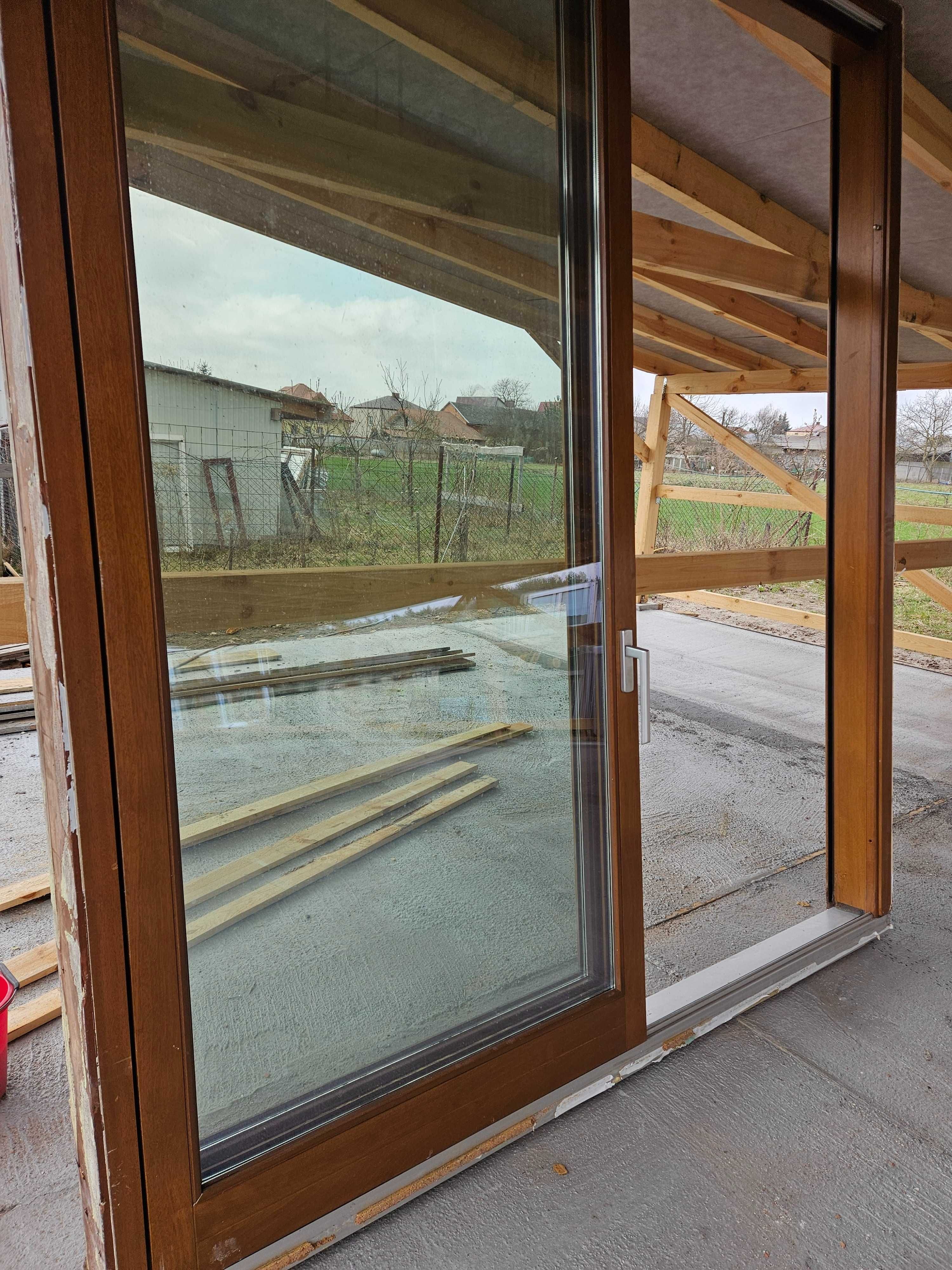 DRZWI/OKNO Tarasowe Przesuwne HST Drewniane Mahoniowe HS 250x290cm