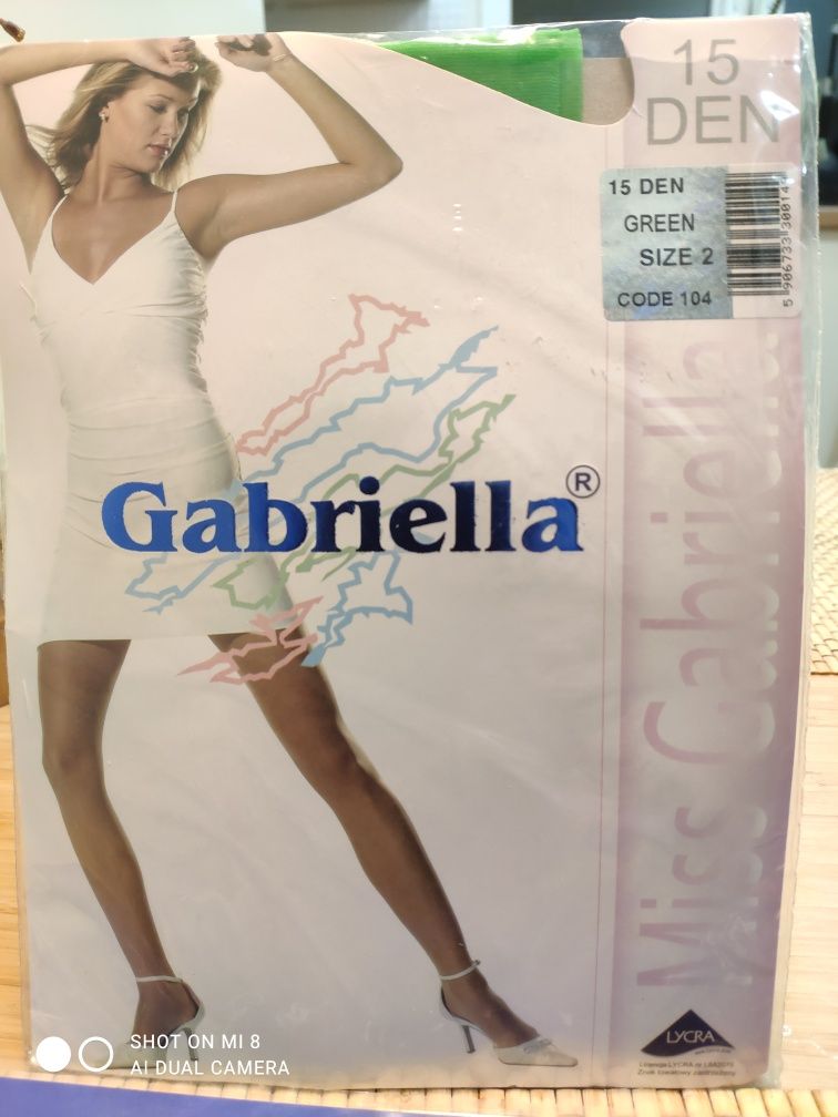 Nowe zielone rajstopy Gabriella 15 DEN