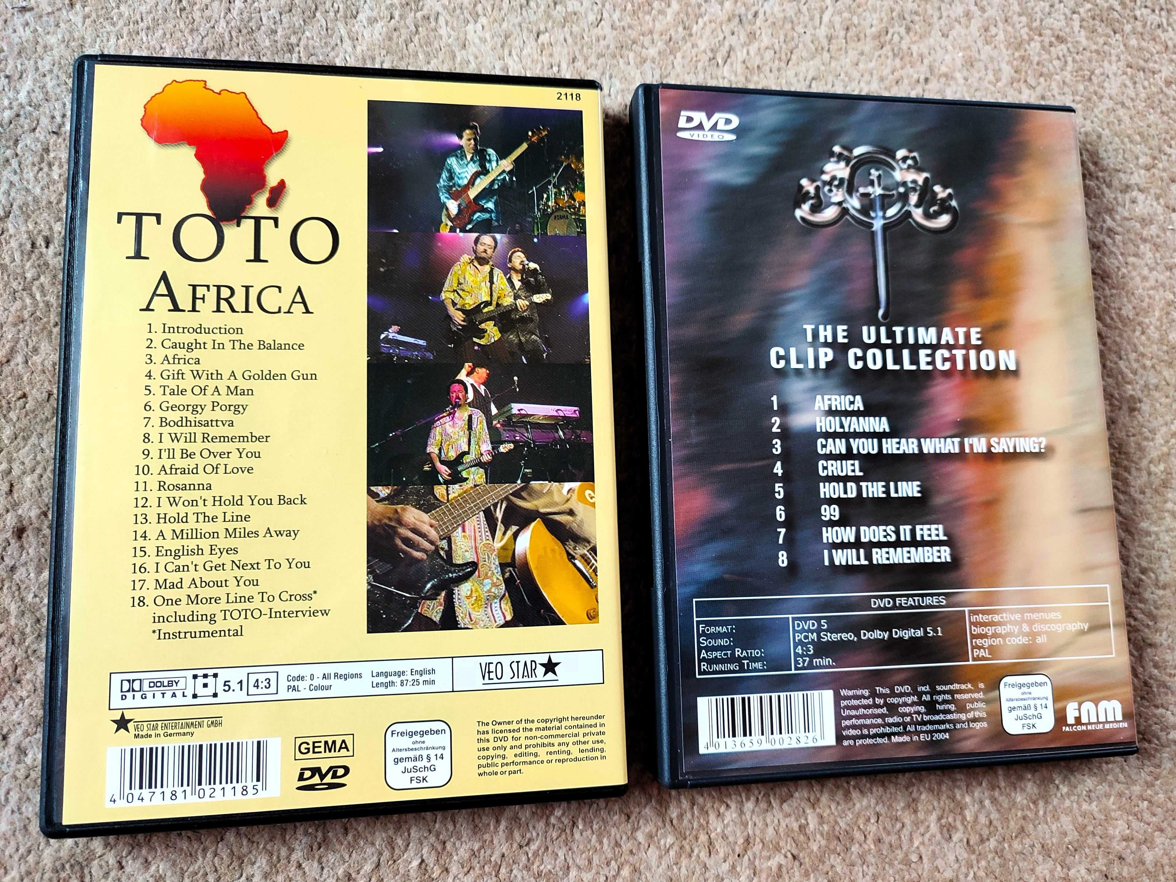 TOTO - 2 x DVD - "Africa-Live" i "Ultimate Clip Collection", stan +bdb