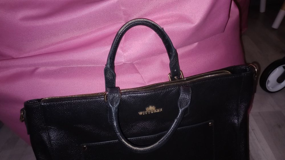 Wittchen czarna duża torba shopper I na laptop skóra