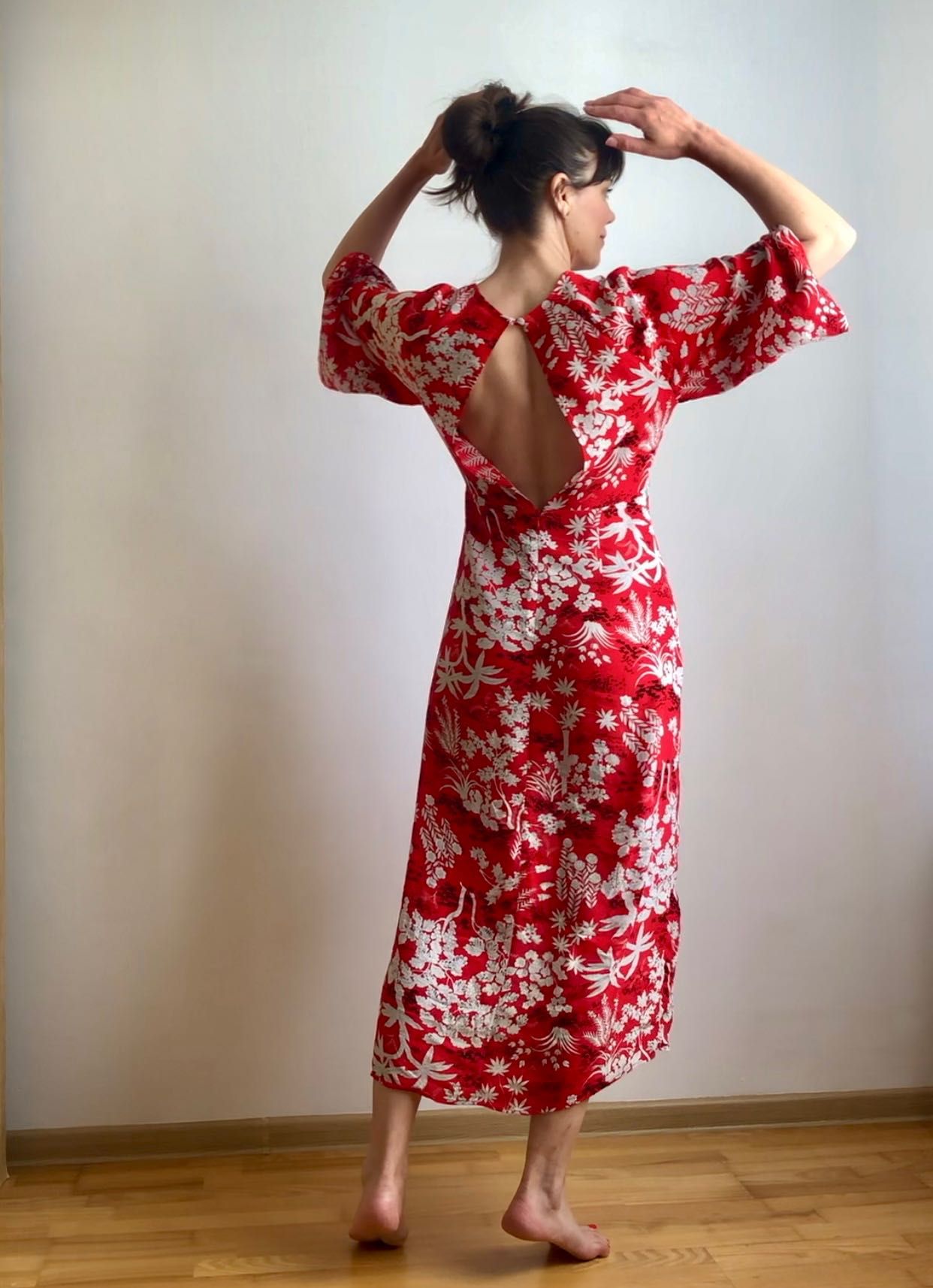 Sukienka midi, wiskoza, S/M, kimono