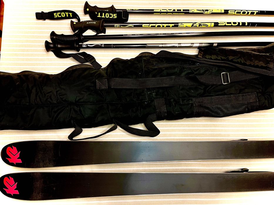 Гірські лижі / K2 Four / довжина 185 см / палки х 4  / чохол /  США