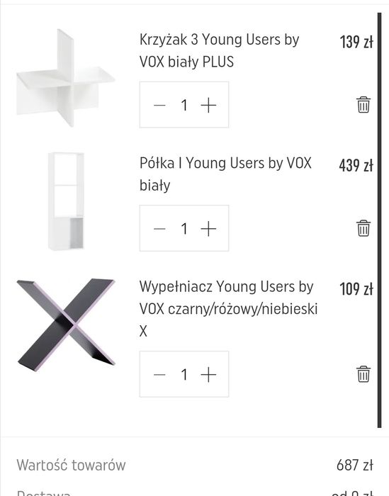 Półka I Young Users by VOX biały wypełniacz X i PLUS