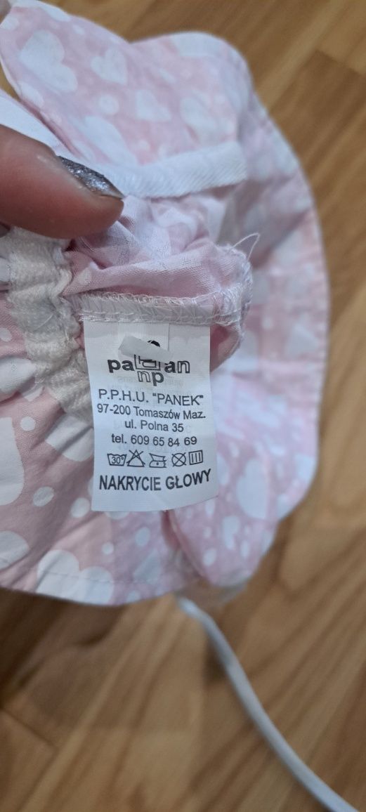 Kapelusz dla dziewczynki, czapka na lato, bawełniana, panek 42, pudrow