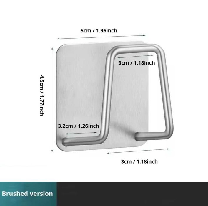Wieszak kuchenny 4szt, łazienkowy, srebrny, naklejany