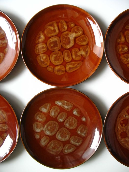 Talerze deserowe, vintage PRL Pruszków 1963 r. 6 sztuk