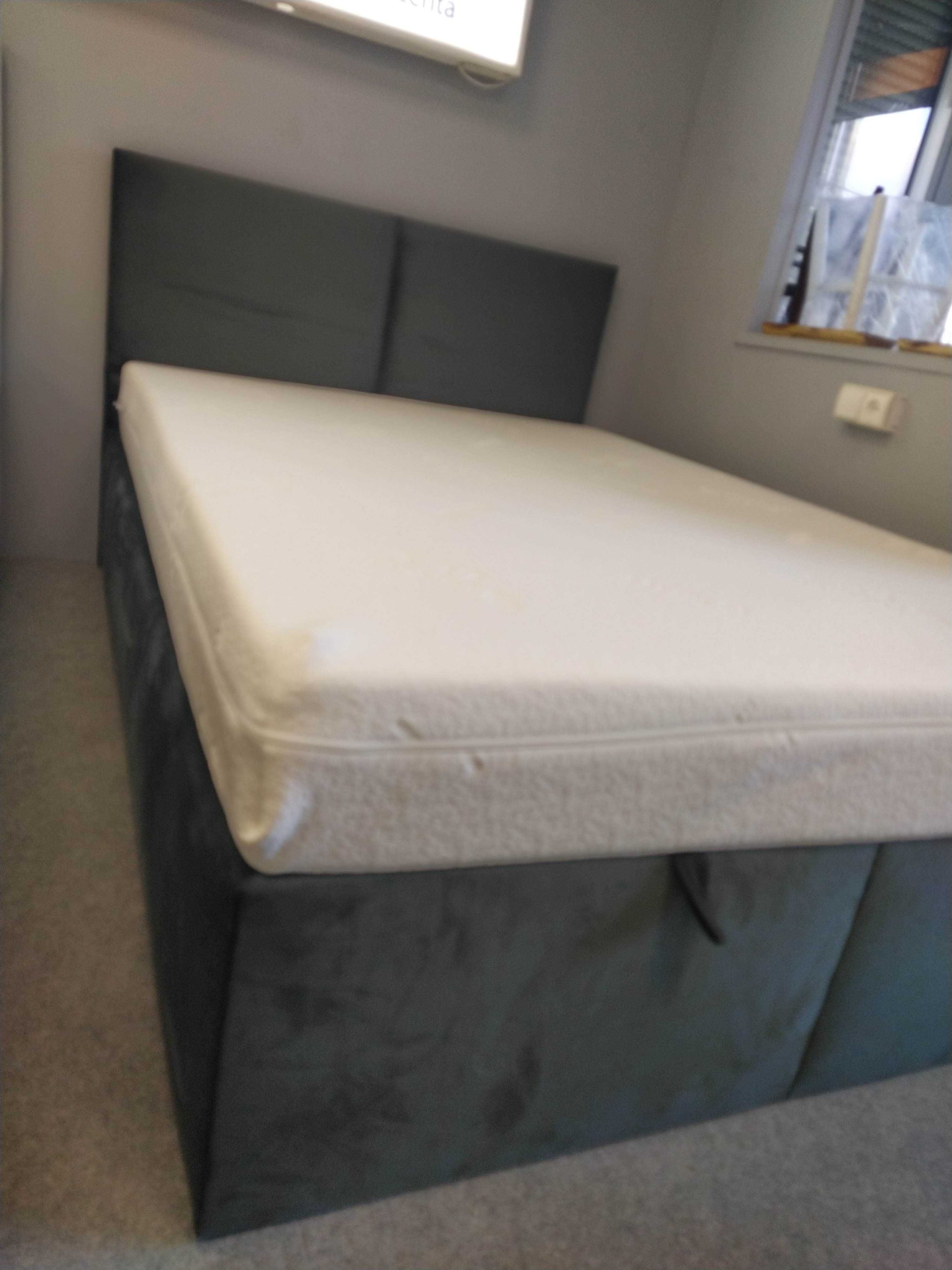Nowe łóżko tapicerowane 140x200 z pojemnikiem szare welur