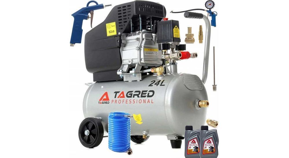 Polski KOMPRESOR OLEJOWY Sprężarka Powietrza 3,4KM 24L + GRATISY