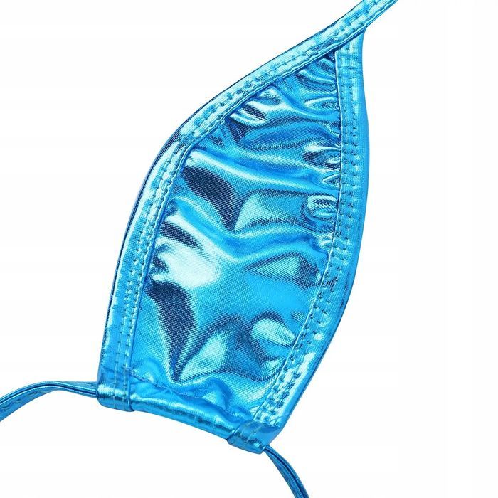Seksowne monokini wiązane strój kąpielowy błysk jasny niebieski