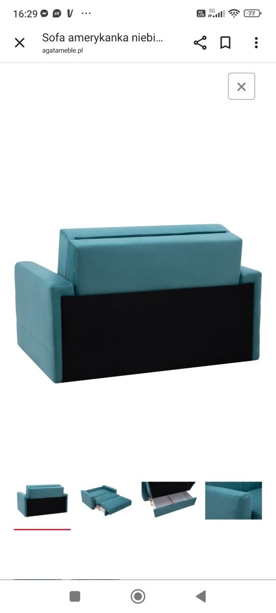Sofa dwuosobowa Amerykanka Domo 2 Funkcja spania pojemnik na pościel.