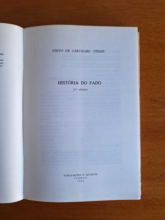 História do Fado - Pinto de Carvalho (Tinop) (2ª edição, 1984)