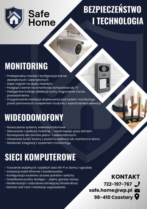 Montaż Kamer | Wideodomofonów | Sieci komputerowych | Monitoringu