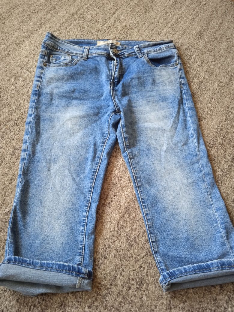 Spodnie spodenki rybaczki dżins jeans 40 jak nowe