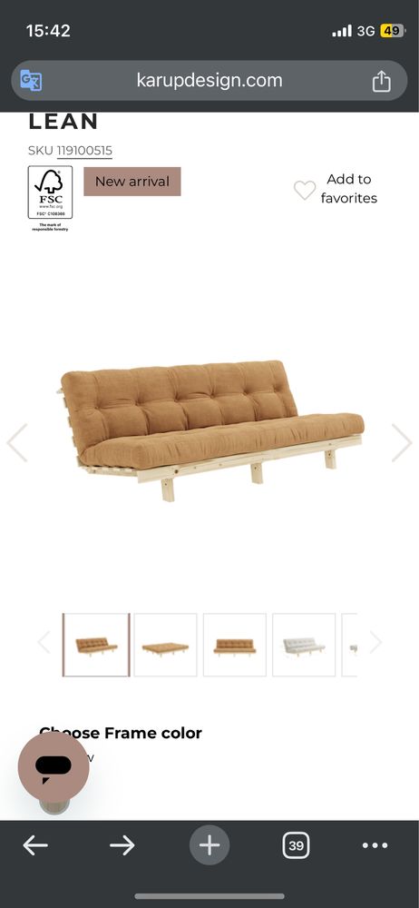 Sofa rozkładana Karup Design Lean Raw Fudge Brown