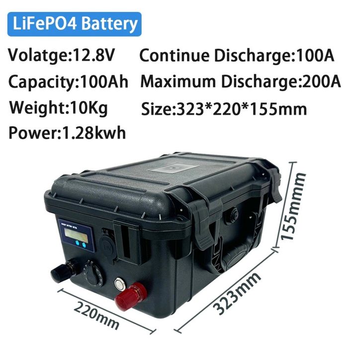Новий акумулятор LiFePO4 12.8V 100Ah з Bluetooth та USB - Київська обл