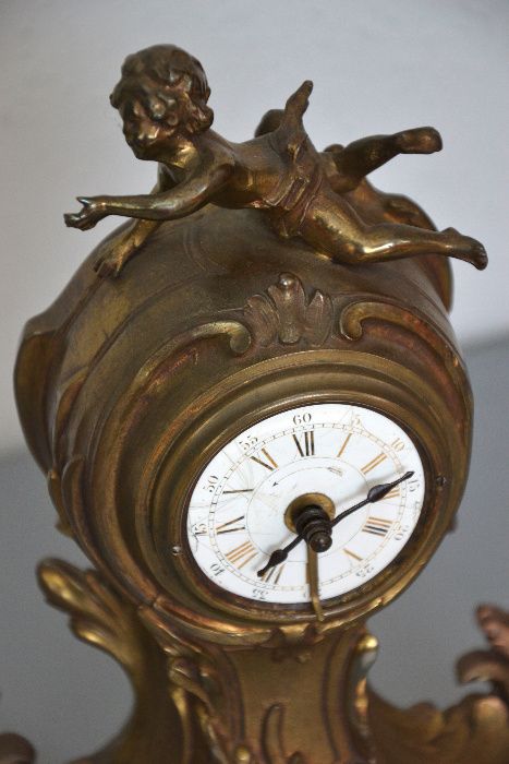Piękny bardzo stary budzik ! POrcelana tarcza zegar stojący kominkowy