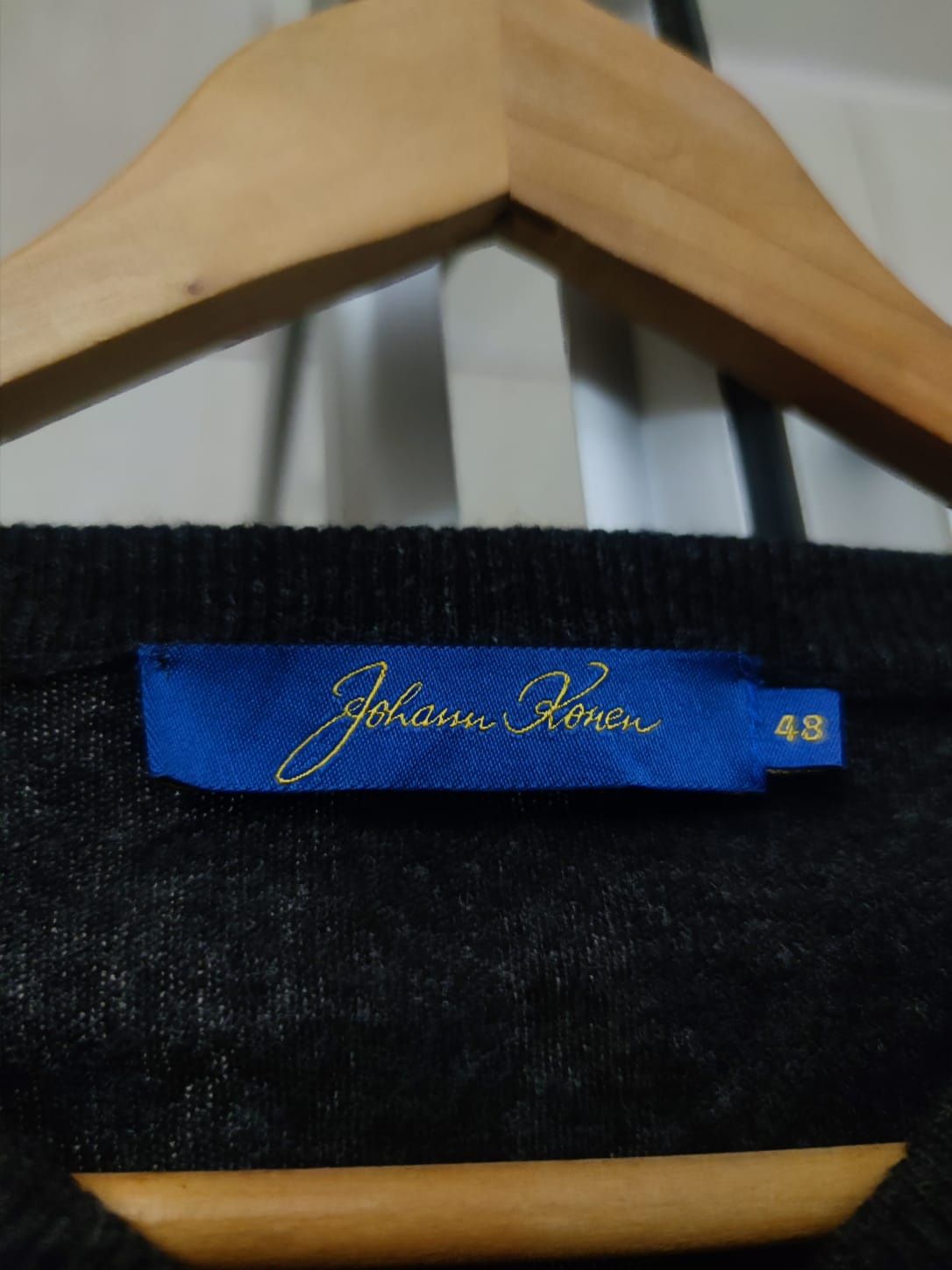 sweter sweterek męski Johann Konen 48 L długi rękaw denim classic spor