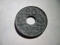 Moeda da França:  20 Centimes 1942   Zinco