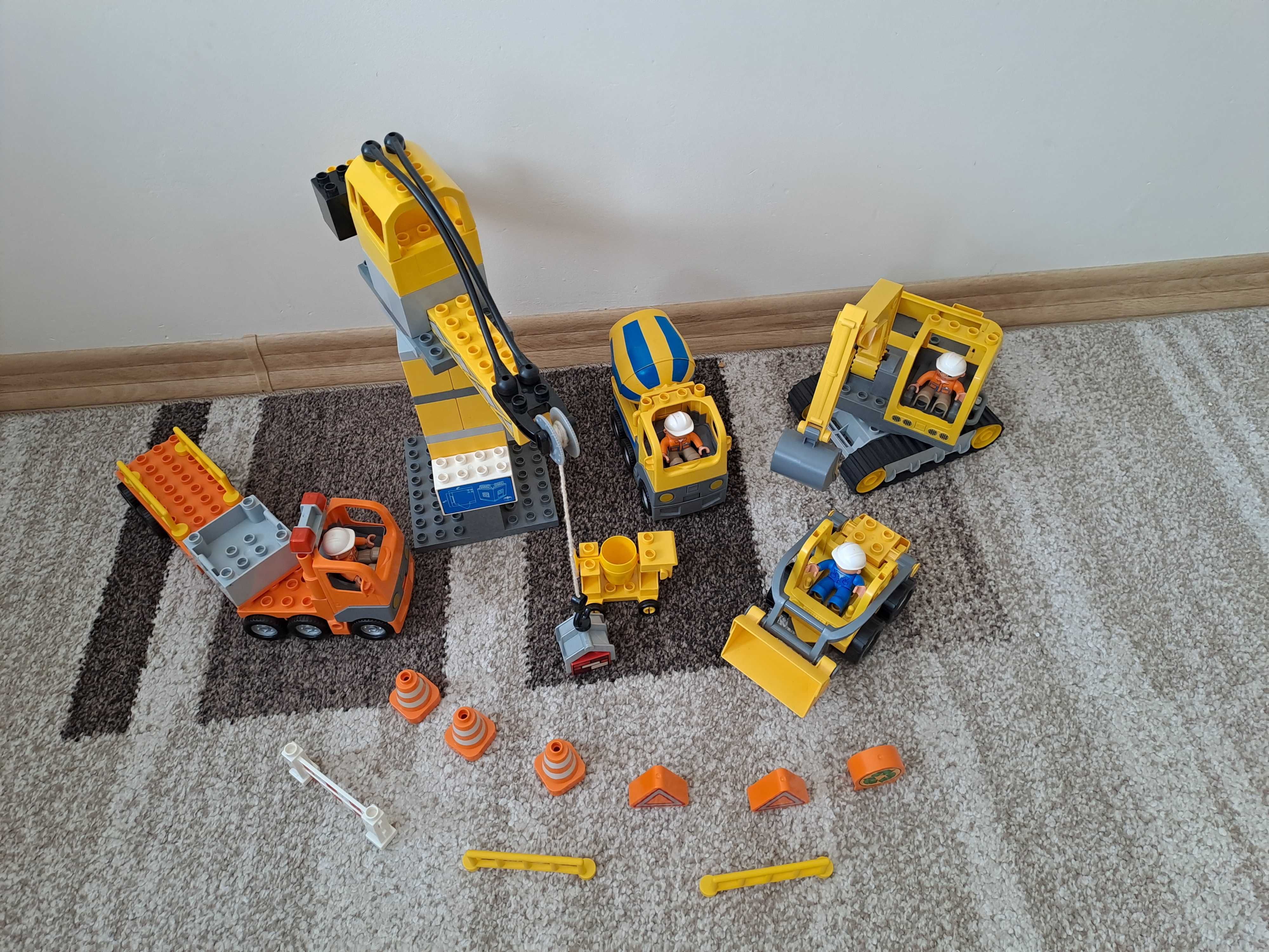 Lego zestaw budowlany, koparka, dźwig, betoniarka, auto transportowe