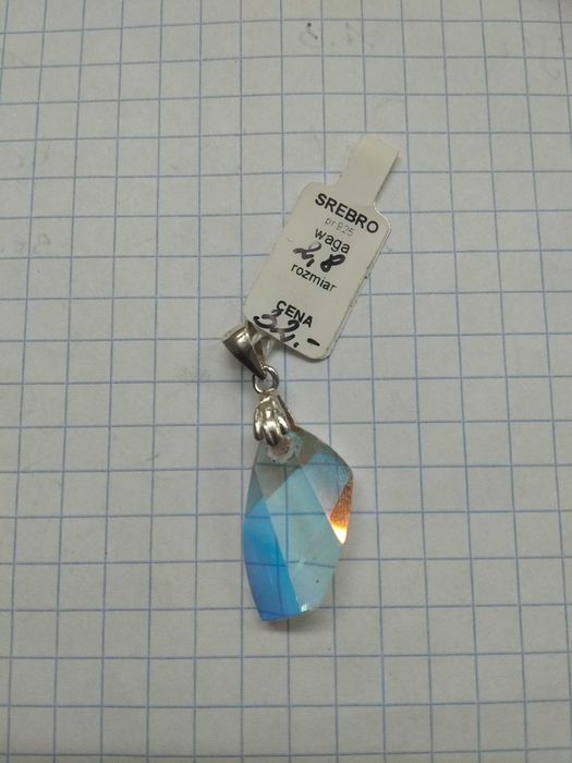 Zawieszka Niebieskawy Swarovski Kryształki Srebro 925 NOWE