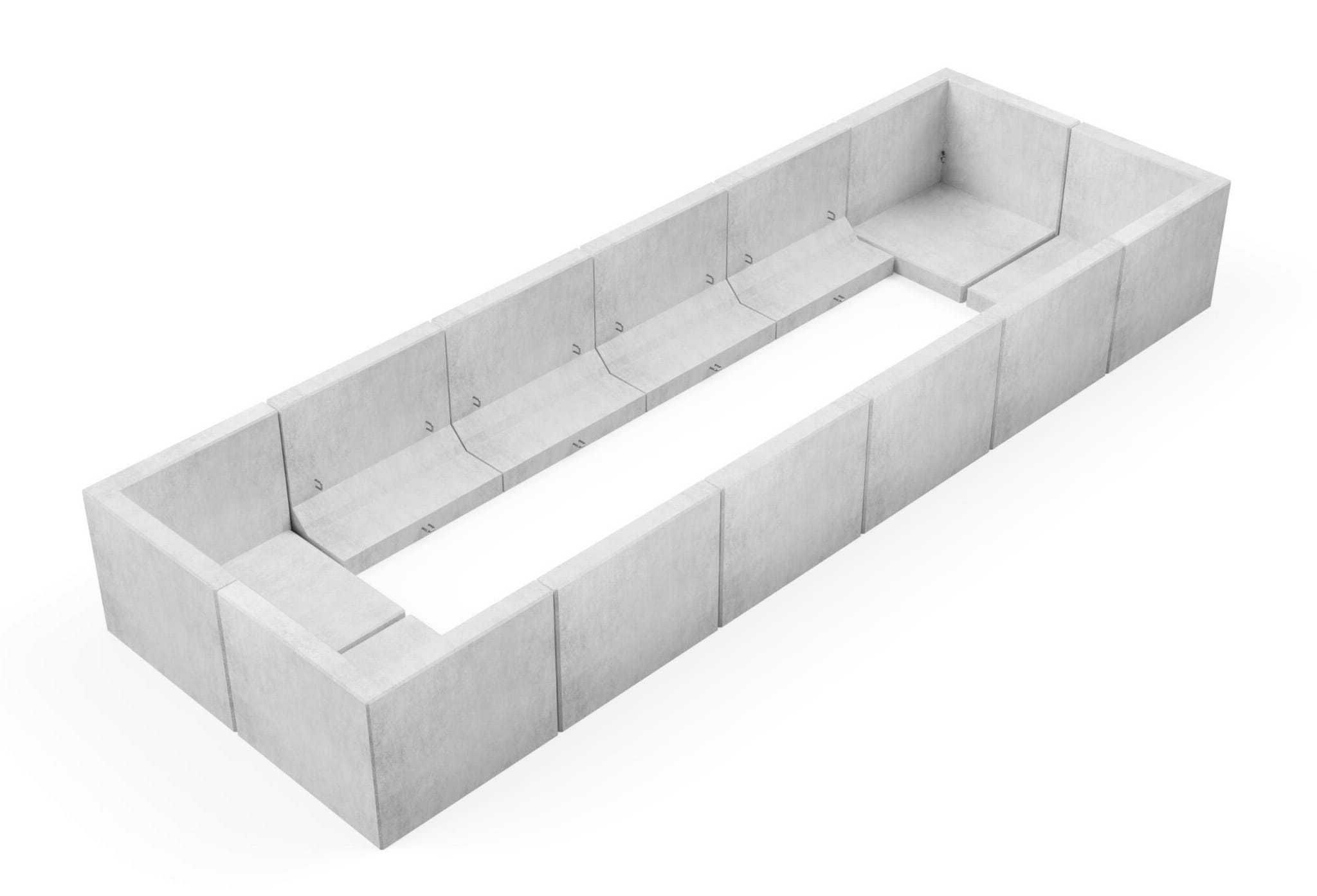 Duża donica betonowa modułowa|ścianki oporowe L|beton architektoniczny