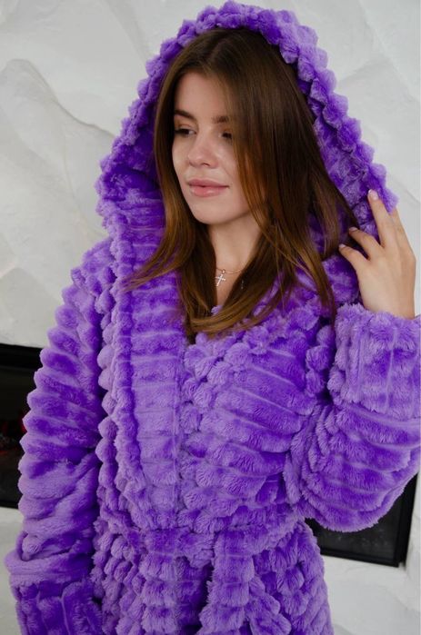 Изысканный женский теплый махровый халат Шарпей, жіночий халат теплий.