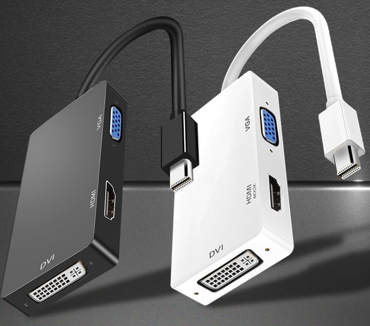 Переходник 3 в 1 Mini DisplayPort -> VGA +HDMI +DVI minidp кабель