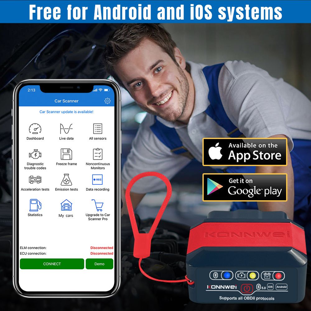 Konnwei KW905 Bluetooth 5.0 діагностичний OBD 2 сканер