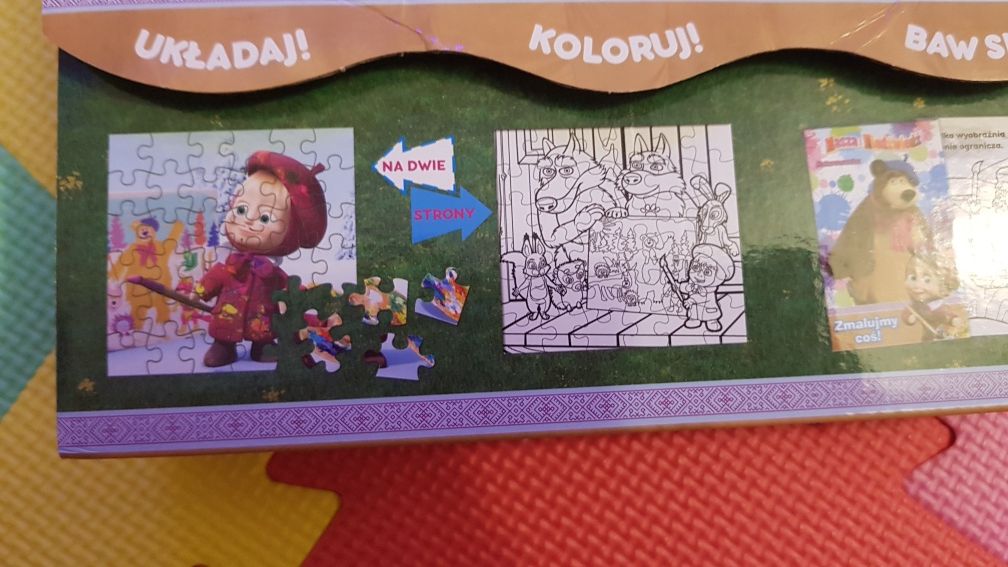 Komplet! Układaj i koloruj puzzle XXL Peppa, Masza i Niedźwiedź