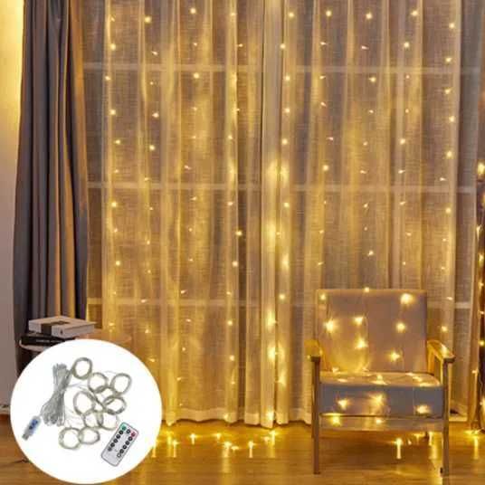 Гірлянда штора"Крапля троянди" 3х3 Теплий білий 300LED