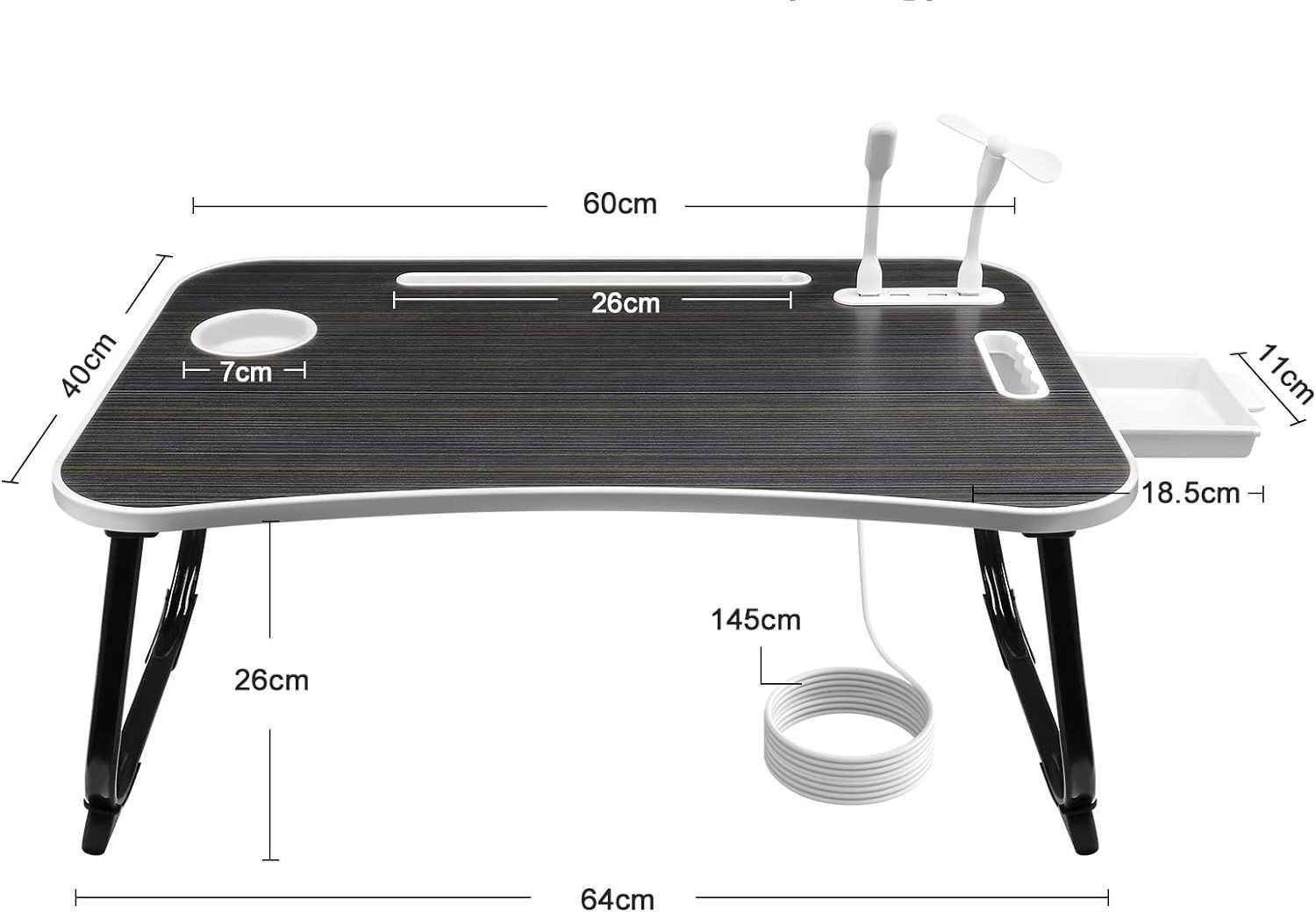 AirOpen Składany Stolik Pod Laptopa z Portami USB i Akcesoriami