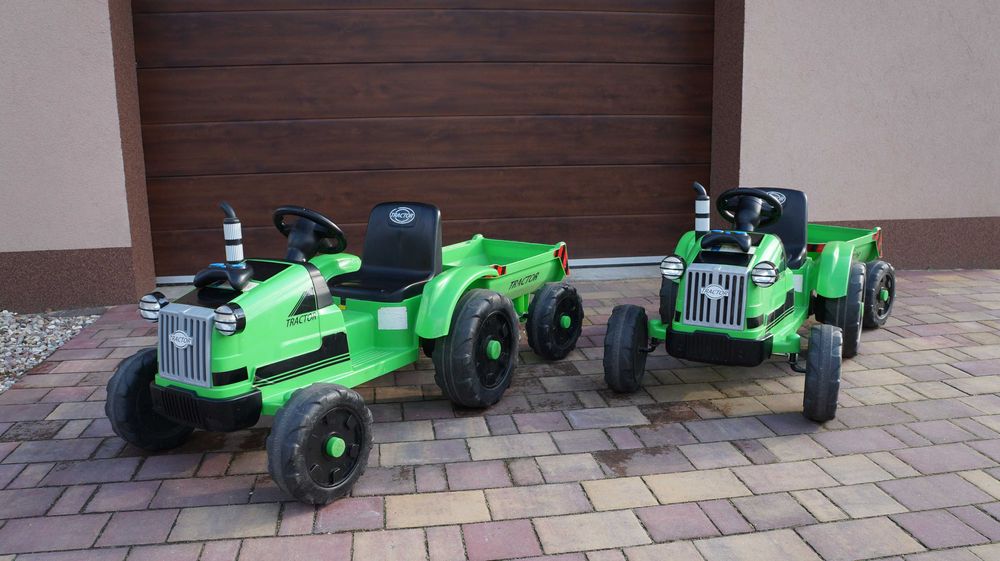 Traktor na akumulator z przyczepą zielony ciągnik dla dziecka 12