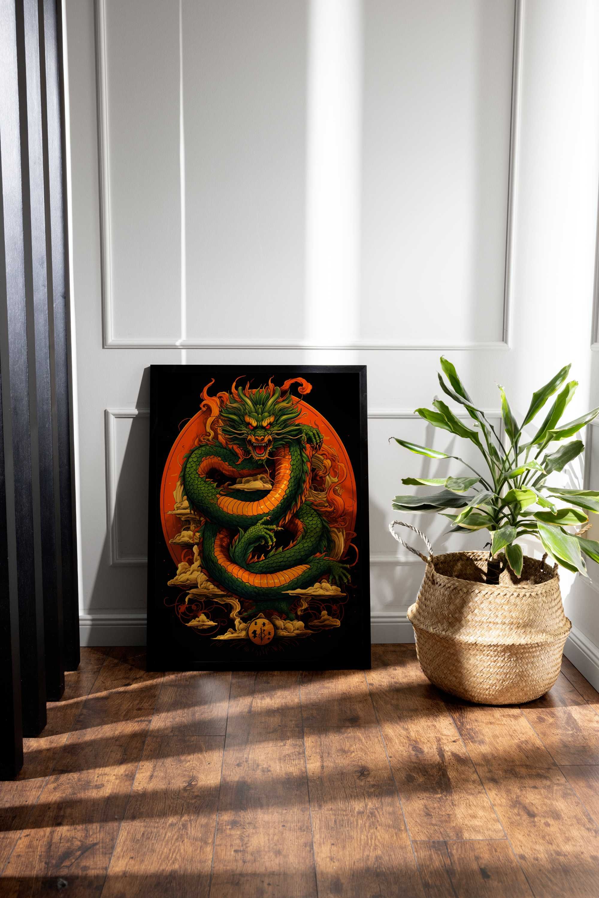 Plakat na Ścianę Obraz Zielony Chiński Smok Sztuka Dragon 40x60 cm