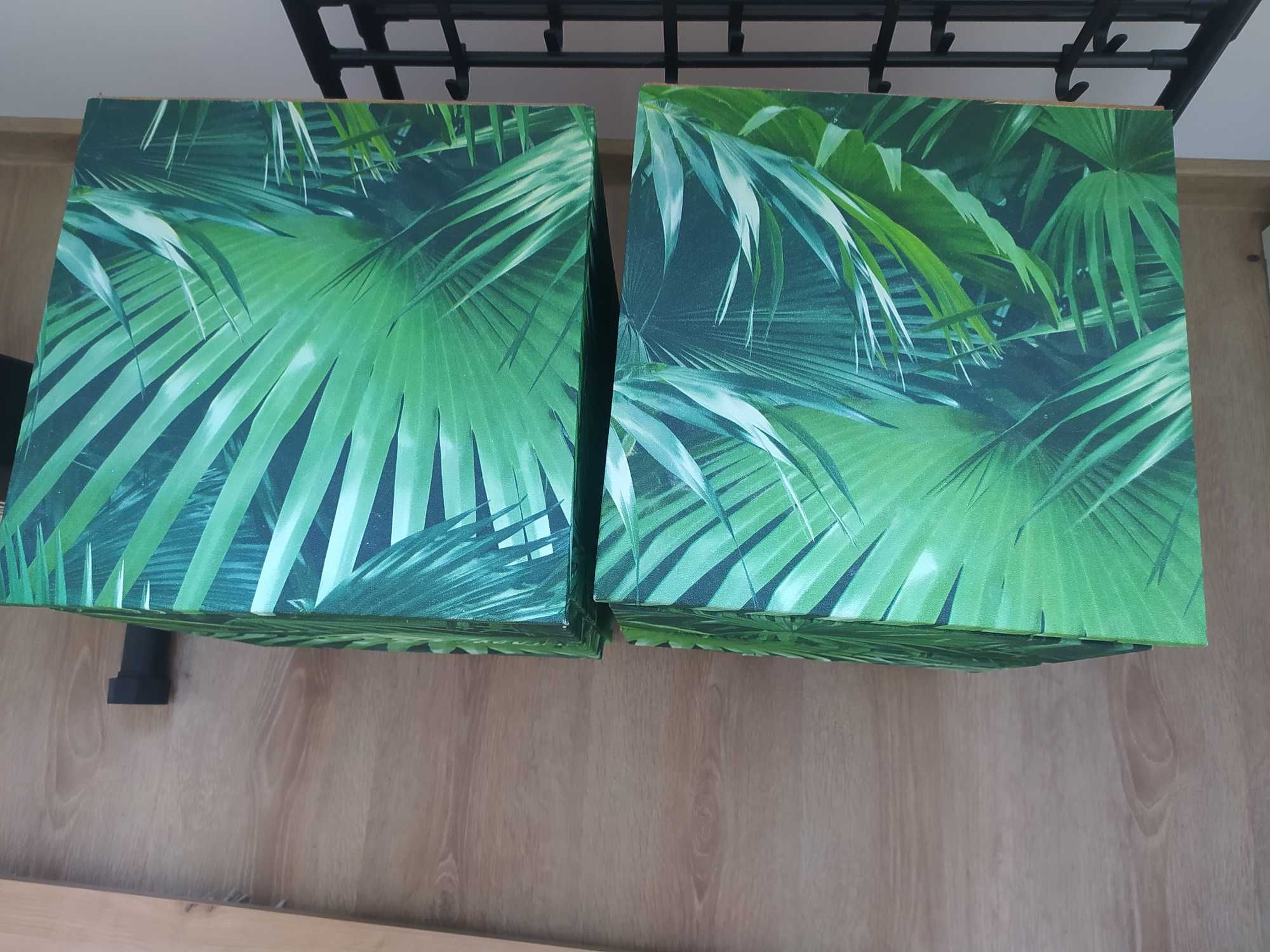 Szafki, stoliki nocne, 2 sztuki, podobne do Ikea malm, zielone, liście