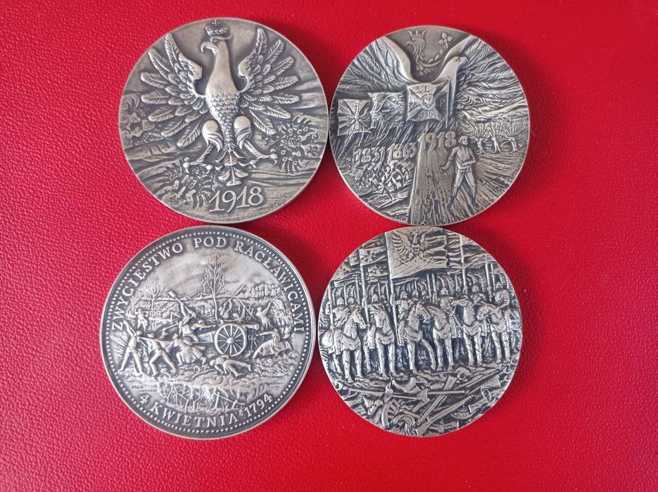 Medale PTAiN - Piłsudski, Kościuszko, Sobieski - 4 sztuki.
