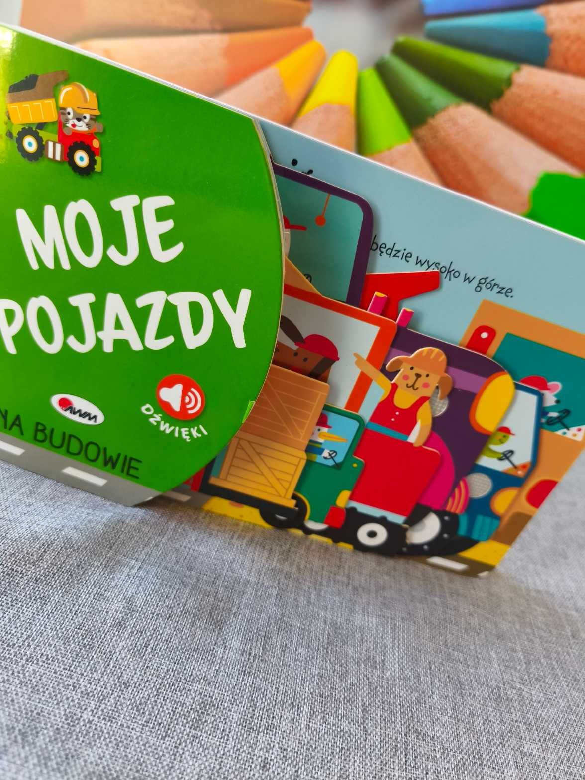 Moje pojazdy na budowie książka dla dziecka dźwięki pojazdów