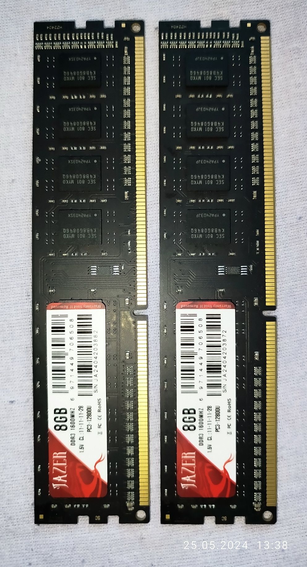 Память DDR3 8Gb 1600 1,5V PC3 - 12800 Tecmiyo, Jazer