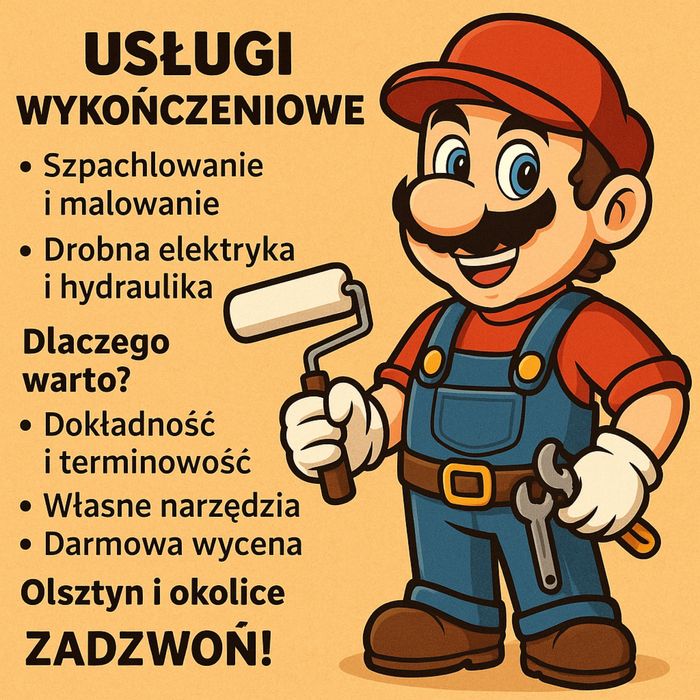Usługi wykończeniowe-szpachlowanie, malowanie, hydraulika,elektryka