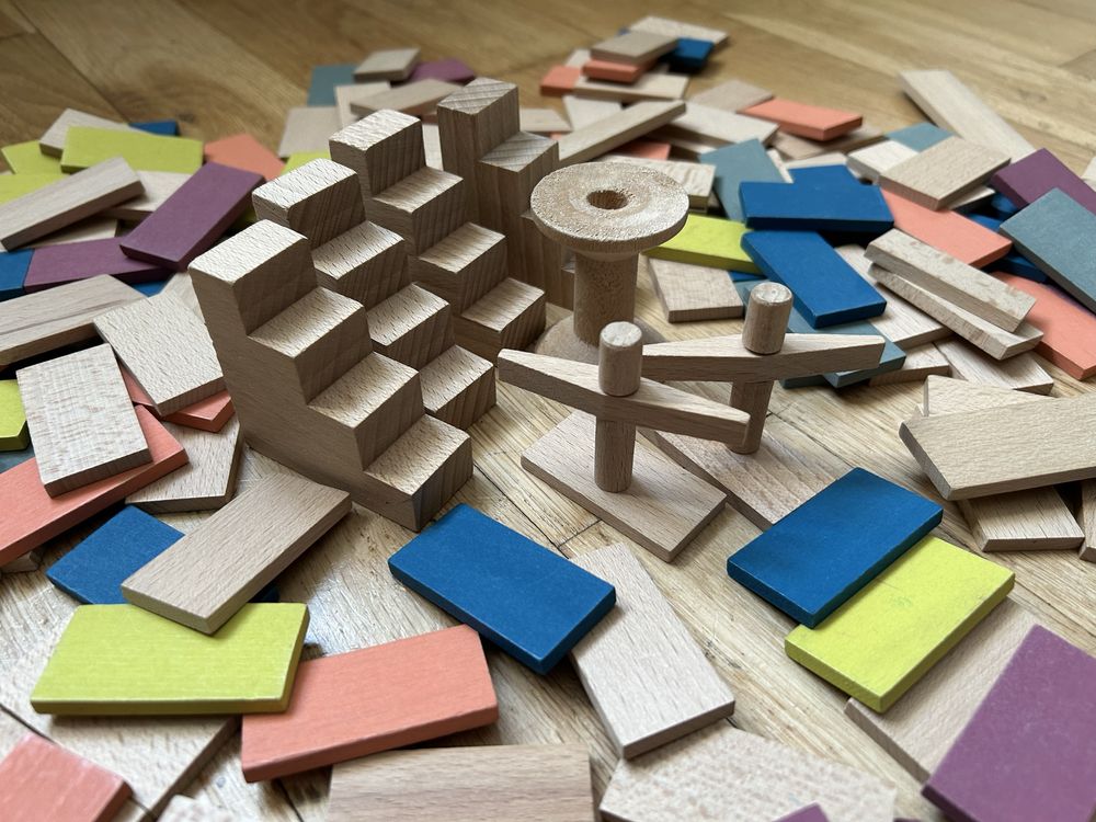 Domino, klocki drewniane, konstrukcyjne Trick Logic