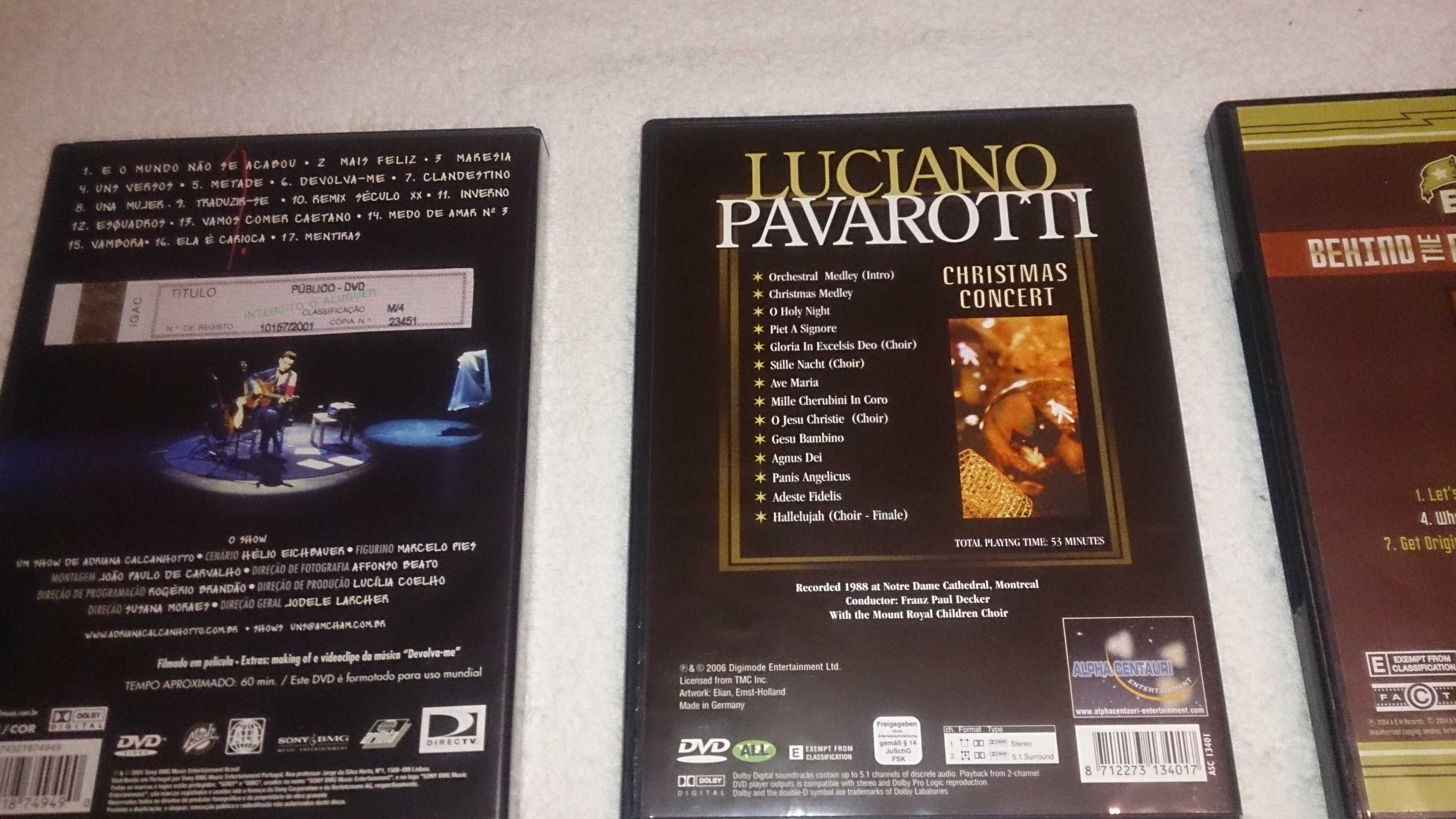 6 dvds de música (calcanhotto, pavarotti, u2, lou reed…)