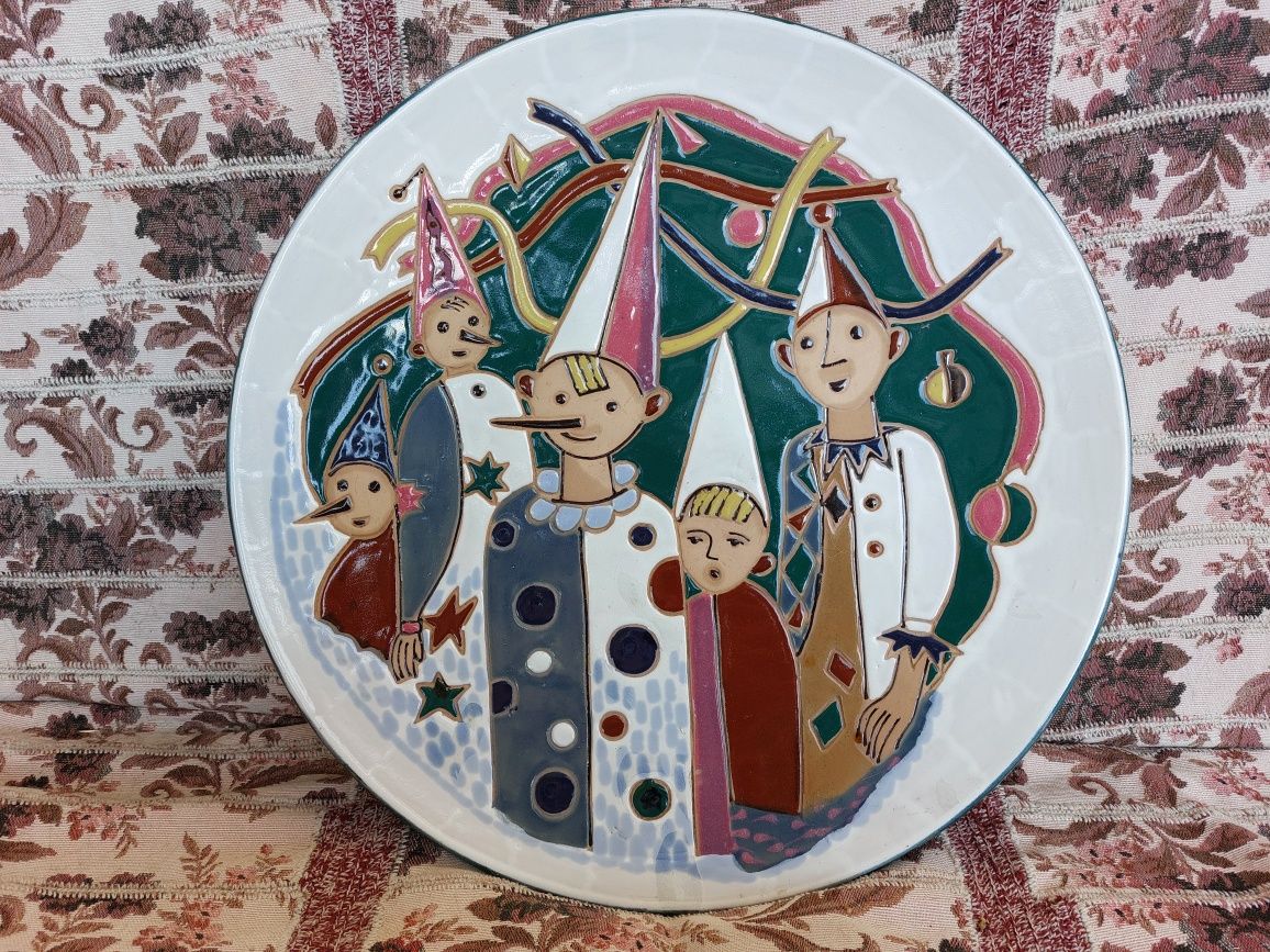Декоративна таріль ЛКСФ, 1970-ті, 48 см, Діти-клоуни, модерн