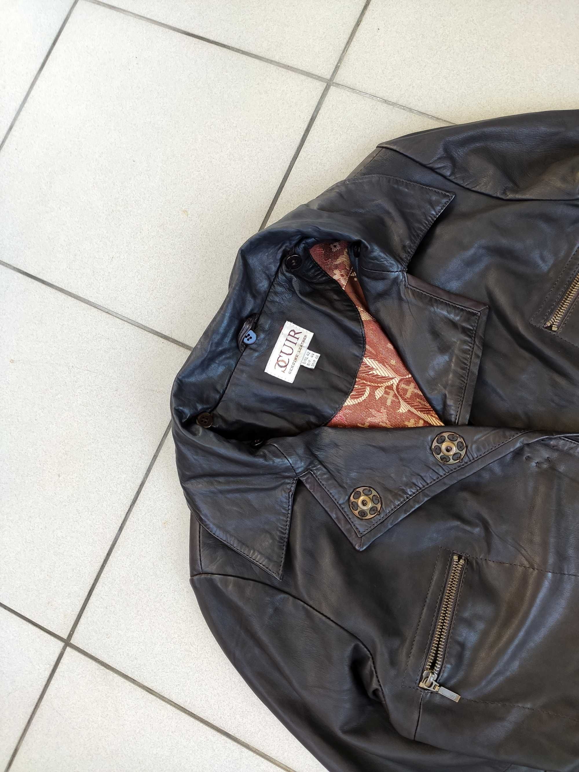 Vintage kurtka skórzana damska ramoneska biker r. L