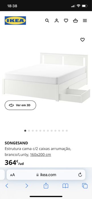 Cama Songesand com 2 gavetões 160x200 cm