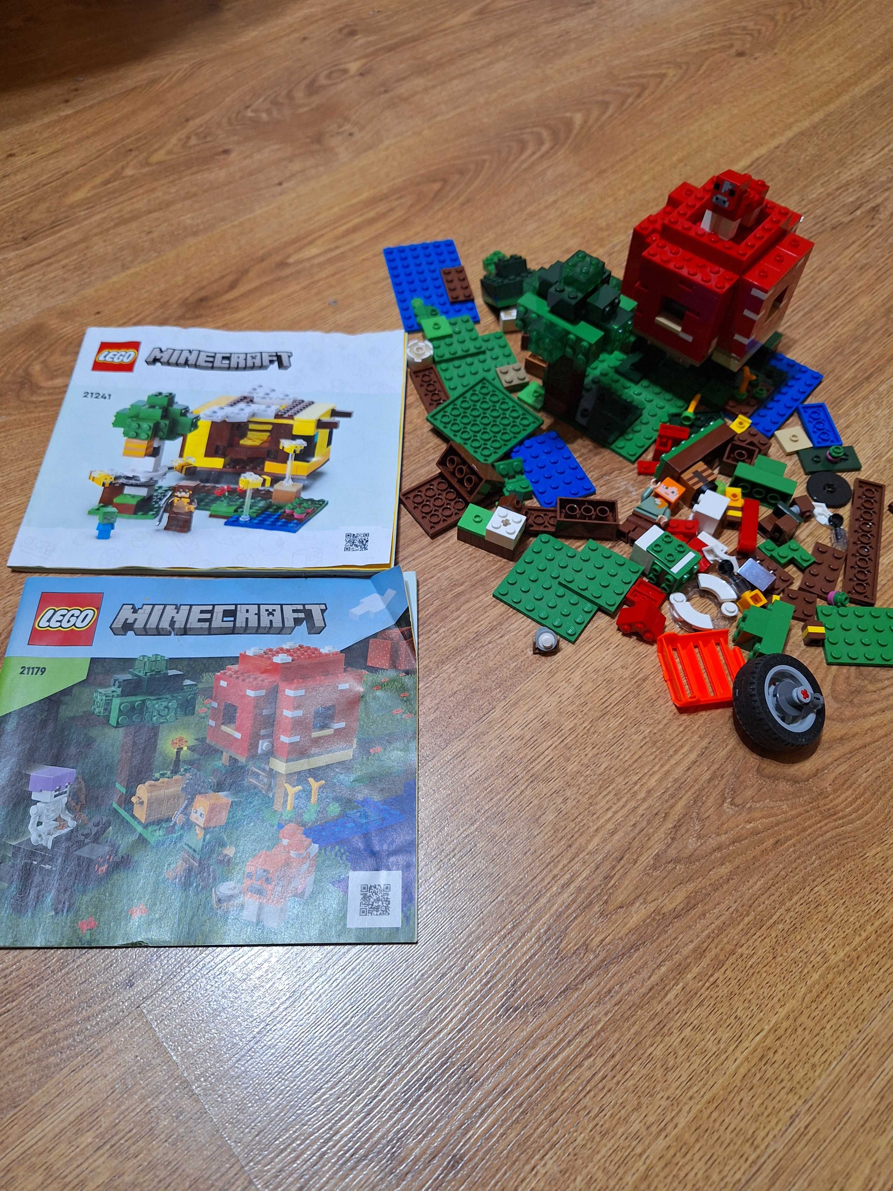 Klocki lego Dom w grzybie oraz  21179 oraz 21241 Minecraft-Pszczeli ul