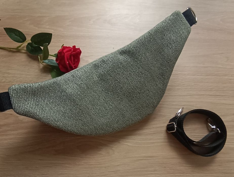 Nerka torebka saszetka oliwkowa zieleń handmade rękodzieło