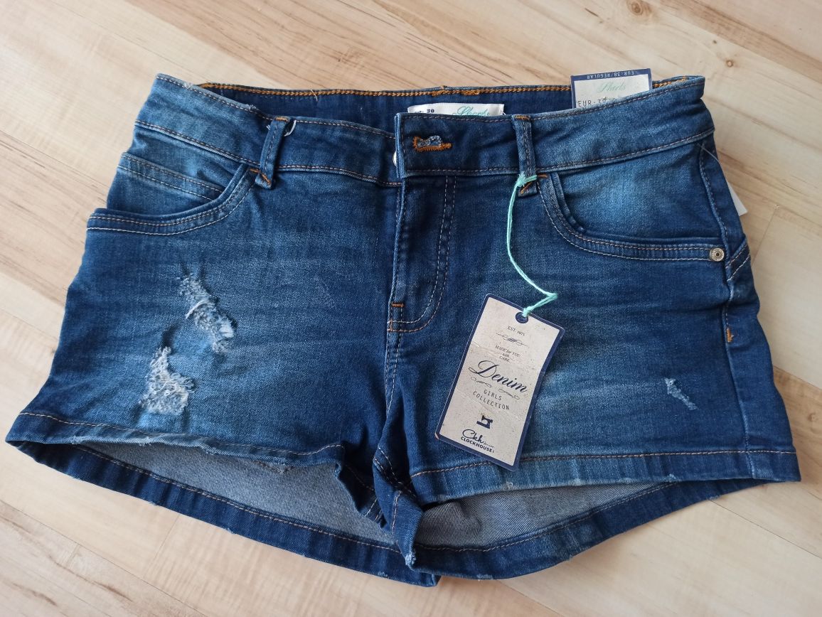 Shorty, krotkie spodenki, nowe, jeans, r. 38